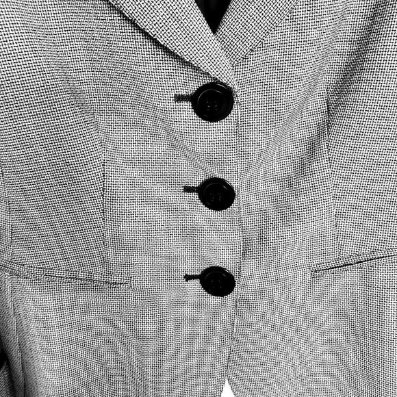 Lafayette 148 Light Wool Blazer 4 Black White Houndstooth Career Office Jacket - Picture 3 of 7